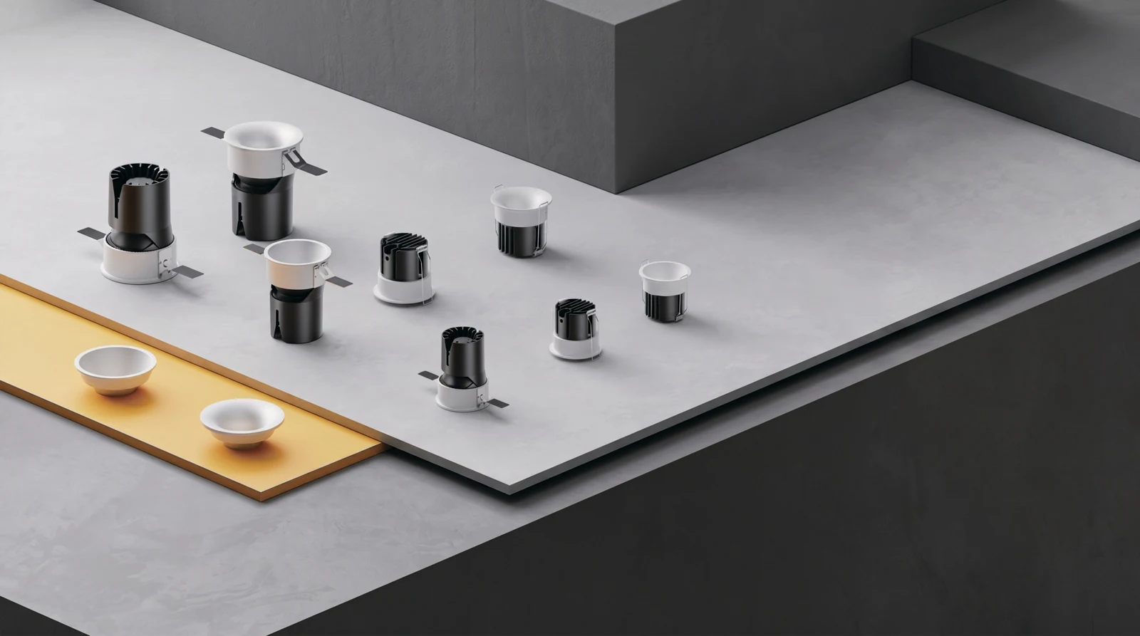 VIA recessed smart downlights in different sizes and finishes