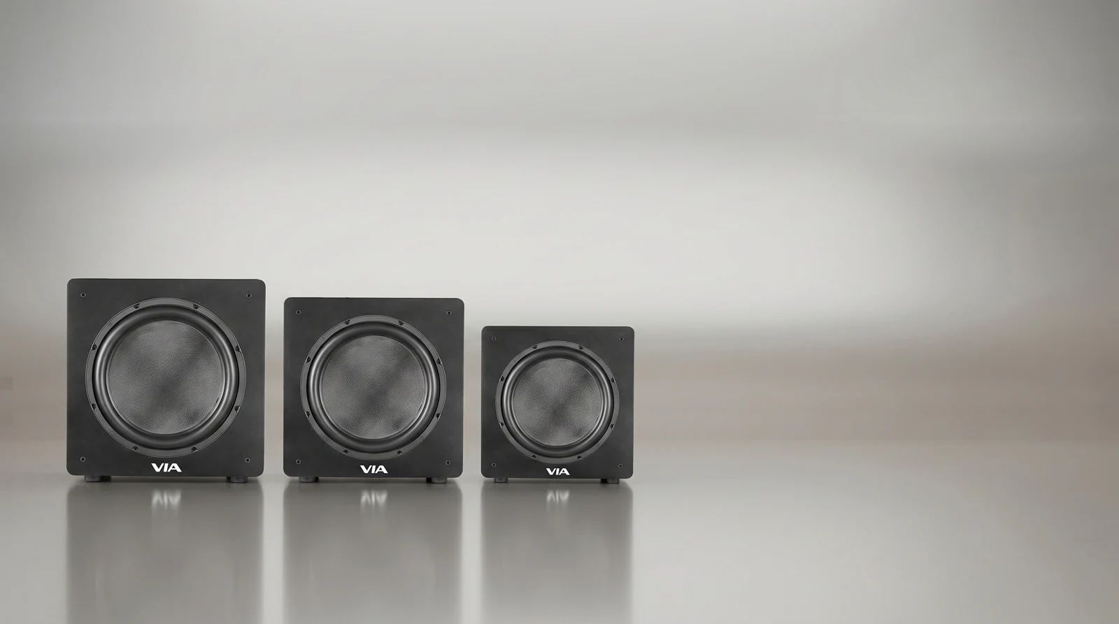 Three VIA home theatre audio speakers