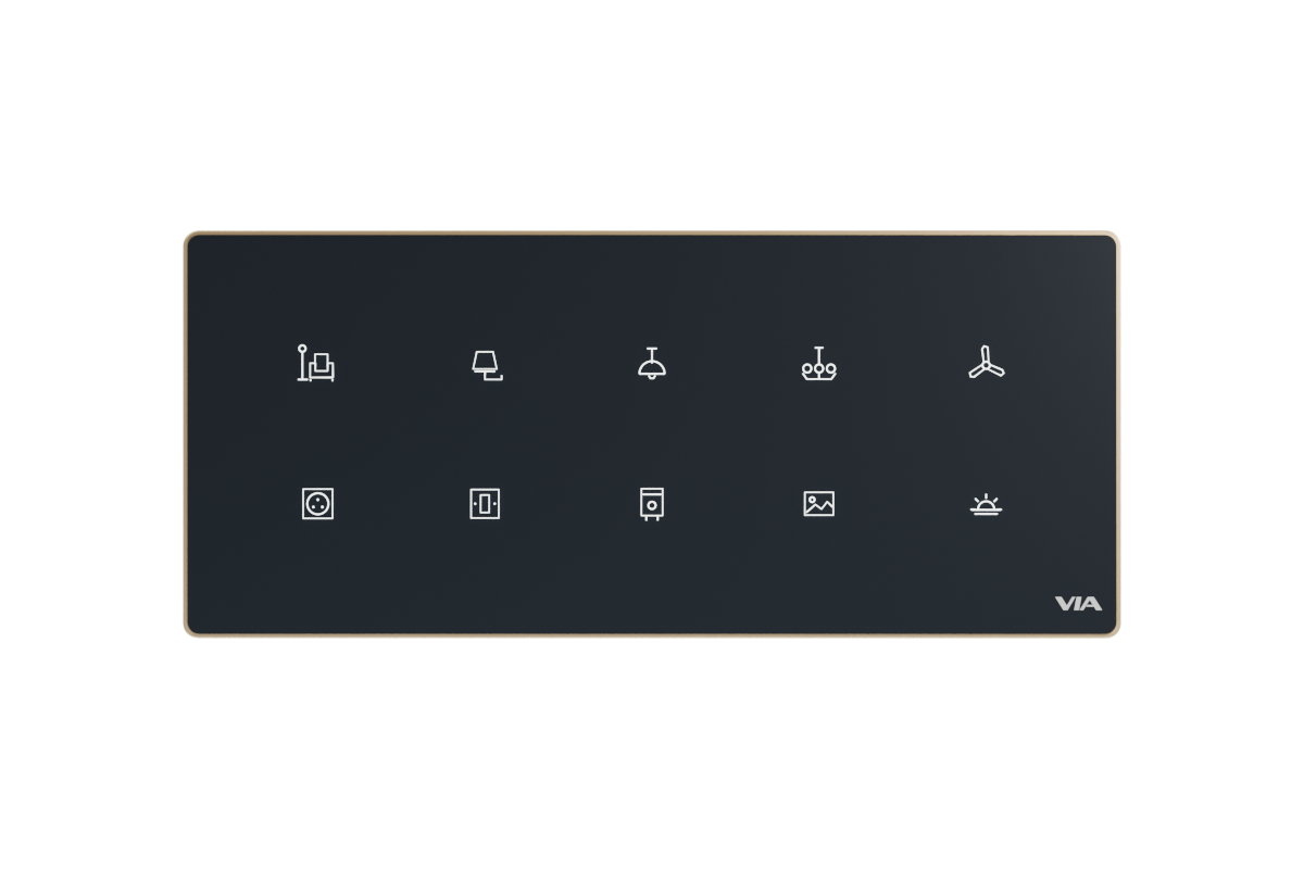 VIA NEXUS 6 studio render — Ten touch icons; no socket
